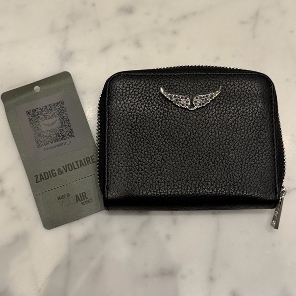 Zadig & Voltaire Mini Grained Leather Zip Wallet - NWT - Picture 4 of 6